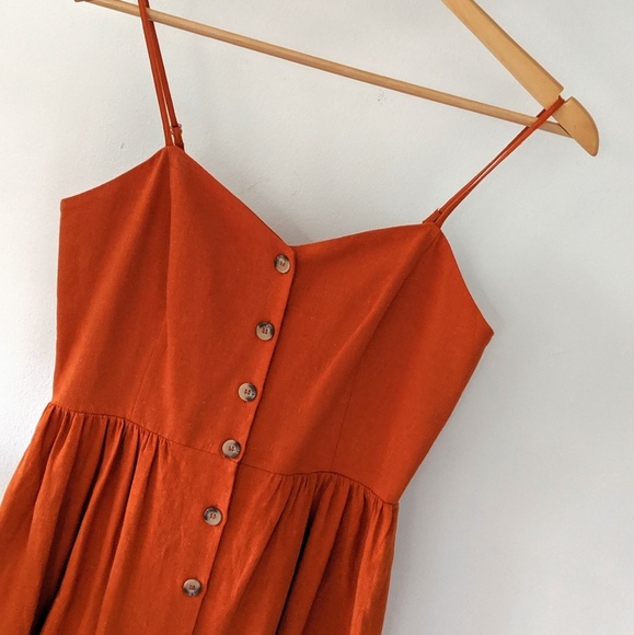Burnt Orange Linen Market Dress New With Tags - Picture 2 of 6